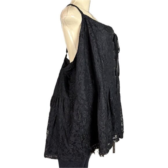 Torrid +6 Black Lace Corset Lined Sweetheart Neck Shirred Back Cami Tank Top - Picture 3 of 6